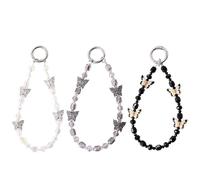 Staqlo 3PCS Butterfly Crystal Beaded Keychain Charm - Cute Wristlet Strap for Bag, Purse, Phone - Short Bead Chain Decoration for Women- Backpack & Handbag Accessory hd-124