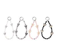 Staqlo 4PCS Butterfly Crystal Beaded Keychain Charm - Cute Wristlet Strap for Bag, Purse, Phone - Short Bead Chain Decoration for Women- Backpack & Handbag Accessory hd-1234