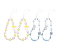 Staqlo 4PCS Heart Beaded Phone Charm - Resin Camera Strap with Color Beads - Short CellPhone Chain for Women - Decorative Keychain for Bag CarKey and Kindle yh-2233, M, Acrylic, No Gemstone