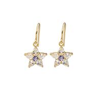 Star 9K/14K/18K Gold Earrings for Women Round Purple Tanzanite & Topaz