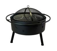 Star and Moon Fire Bowl with Grill, Safety Guard and Poker