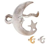 Star And Moon Pattern Open Bracelet, Moon And Star Cuff Bracelet, Adjustable Couple Bracelets, Versatile Accessory Ideal For Fashion Gift, Easily Match With Other Accessories (Silver)