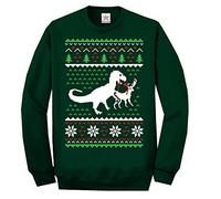 Star and Stripes Christmas Dinosaur Killing Reindeer Sweatshirt - Adults Jumpers- Bottle Medium