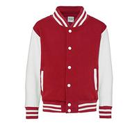 Star and Stripes Fire Red/Arctic White Kids Varsity Jackets, Children lettermans Jacket 5/6 YRS Plus 1 T Shirt