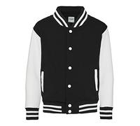 Star and Stripes Jet Black/Arctic White Kids Varsity Jackets, Children lettermans Jacket 5/6 YRS Plus 1 T Shirt