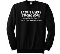Star and Stripes Lazy Strong Word Funny Slogan Text Unisex Sweatshirt Sweats Black Large