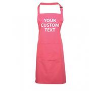 Star and Stripes Personalised Custom Text Pocket Chef Apron with Front Pocket PR154 one Size - Fuchsia
