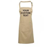 Star and Stripes Personalised Custom Text Pocket Chef Apron with Front Pocket PR154 one Size - Khaki