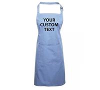 Star and Stripes Personalised Custom Text Pocket Chef Apron with Front Pocket PR154 one Size - MID-Blue