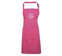 Star and Stripes PR154 Personalised 'Colours' Bib Apron with Pocket, Custom Text Apron Hot-Pink Front Embroidery Print One Size