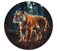 Star Animal Tiger 1000 Pieces Puzzle Gifts Round Jigsaw Puzzle 1000 Pieces Fun at Home Activities, Birthday Present, Travel Gifts (67.5x67.5cm)