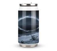 Star Arches and Salt Flat Shrubs Printed Stainless Steel Thermos Cup with Lid and Straw Suitable for Use in The Car Traveling Fitness Outdoor Activities Cafes Offices Home Use Etc