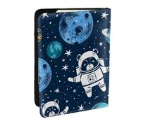 Star Astronaut Printed Passport Holder,Travel Pu Leather Passport Cover Case Organiser for Men Women,6.5 Inch