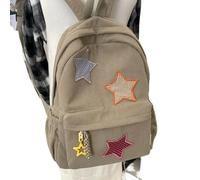 Star Backpack Kawaii Large Capacity Aesthetic Rucksack Cute Accessories Bag for Woman Light-Hearted Mori (Khaki,One Size)