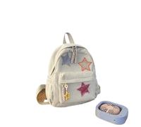Star Backpack Kawaii Large Capacity Aesthetic Rucksack Cute Accessories Bag for Woman Light-Hearted Mori (White,One Size)