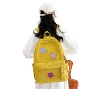 Star Backpack Kawaii Large Capacity Aesthetic Rucksack Cute Accessories Bag for Woman Light-Hearted Mori (Yellow,One Size)