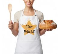 Star Baker Apron and Wooden Spoon Set, Personalised Kitchen Cooking Apron for Women and Men, Chef Baking Aprons with Pocket, Adjustable Cooking Aprons, Funny baking Gifts for Mum Dad Sister Brother