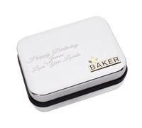 Star Baker Design Chrome Cufflink Box Case with Personalised Engraved Message