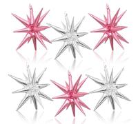 Star Balloons Pink Silver, 22 Inch Explosion Star Foil Cone Spike Balloons Large for Girls Women Birthday Anniversary Baby Shower Wedding Party Backdrop Decorations