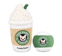 Star Barks Plush Squeaky Dog Toy Set, Coffee Cup & Ball for Dogs