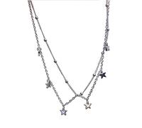 Star Beaded Link Necklace Stylish Accessory Double Laye Elegant Neck Jewelry Y2K For Fashionable Females Pendant