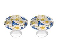 Star Bird Print Cabinet Knobs, 2-Pack Silver Stainless Steel Drawer Pulls with Screws, Elegant Hardware for Dressers, Kitchen,Cabinets & Desks