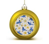 Star Bird Print Christmas Ball Ornaments - Shatterproof Plastic Vintage Rustic Xmas Tree Decorations Pendant for Family Holiday Wedding Party Xmas Hanging Decoration