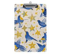 Star Bird Print Clipboard 8.5×12.5 Inch Acrylic Clip Board with Metal Clip A4 Letter Size Decorative Clipboard Cute Hanging Clipboards for Office, Teacher, Nurse, Doctor,