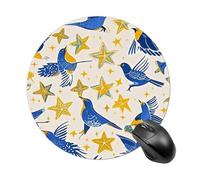 Star Bird Print Mouse Pad Round Laptop Mouse Mat Cute Computer Mousepad Keyboard Pad Non-Slip Desk Pads for Gaming Office Work Home