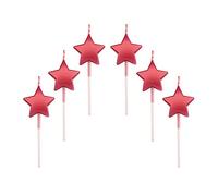 Star Birthday Candles,6 Pcs Metallic Exquisite Cake Candles for Birthday Wedding Party Cupcakes Topper Decorations Anniversary Valentines Day,Red