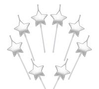 Star Birthday Candles,8 Pcs Metallic Cake Candles for Birthday Wedding Party Cupcakes Topper Decorations Anniversary Silver