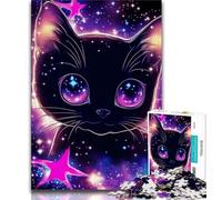 Star Black Cat JigsawPuzzle 1000 Pieces for Teenagers,Challenging Family Activity Games DIY Toy for Home Wall Decor Gifts 38x26cm