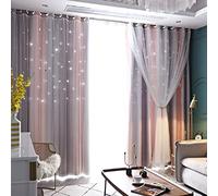 Star Blackout Curtains2 Panels Double Layer Green Star Design Perfect for Kids' Rooms Girls' Bedrooms Living Room Decor 52"W x 84"L