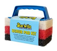 STAR BRITE Multi-Texture Scrub Pad Kit with Interchangeable Handle - Ideal for Boats, Home, and Outdoor Cleaning - Includes Fine, Medium, Coarse Pads (040023PW)