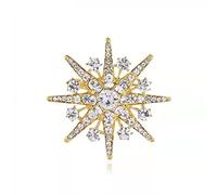 Star Brooch Sparkly Crystal Eight-pointed Star Elegant Brooch Pin Winter Snowflake Baroque Brooch Bride Wedding Party Birthday for Women Lapel Pins Dress Suit Bouquet Accessories Jewelry Art Deco