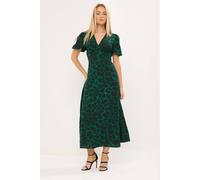 Star By Julien Macdonald Animal Print Satin Dress In Green Green