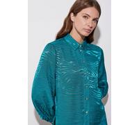 Star by Julien Macdonald Women's Animal Print Satin Jacquard Shirt in Turquoise | Size: 20