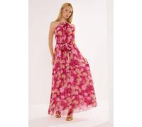Star By Julien Macdonald Blurred Abstract Metallic Pleated Dress In Pink Pink