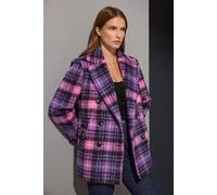 Star By Julien Macdonald Checked Button Through Coat In Purple Purple 16