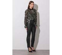 Star By Julien Macdonald Contrast Collar Polka Dot Print Shirt In Black Black