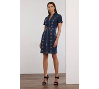 Star By Julien Macdonald Denim Eyelet Mini Dress In Indigo Indigo 16