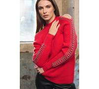 Star by Julien Macdonald Women's Embellished Sleeve Jumper in Red | Size: 14-16 Star By Julien Macdonald Red 14-16