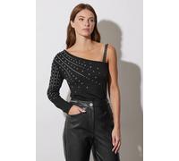 Star By Julien Macdonald Eyelet Asymmetric Top In Black Black 22