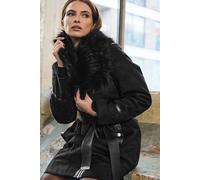 Star By Julien Macdonald Faux Suede Belted Jacket In Black Black 14