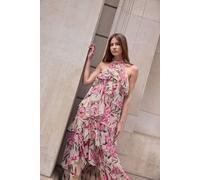 Star By Julien Macdonald Floral Chiffon Tiered Frill Dress In Pink Pink 12