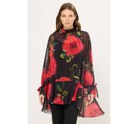 Star By Julien Macdonald Floral Print Dipped Hem Tunic Top In Black Black 10