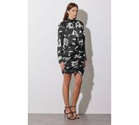 Star By Julien Macdonald Floral Print Ruched Dress In Black Black 10