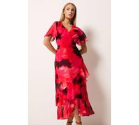 Star By Julien Macdonald Floral Tiered Wrap Dress Red