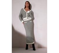 Star By Julien Macdonald Knit Metallic Striped Maxi Skirt In White White