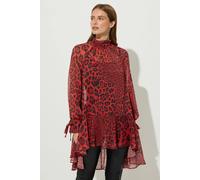 Star By Julien Macdonald Leopard Print Dipped Hem Top In Red Red 14